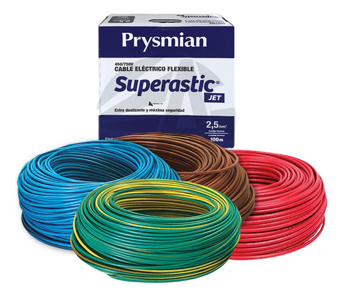 Cable Unipolar Prysmian 2.5mm Celeste+marron+rojo+v/a X100mt