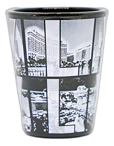 Las Vegas Nevada Negro B & W Letras De Ventana Vaso De Chupi