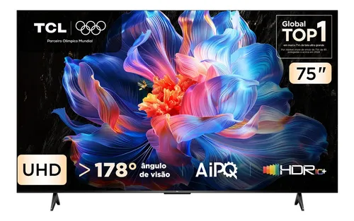Smart Tv Tcl 75 Polegadas Led Hva 4k P6k Wifi Bluetooth Google Tv 3 Hdmi Hdr10+ Dolby Audio 75p6k