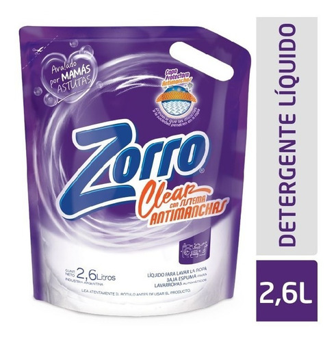 Detergente Líquido Zorro Clear Dp 2,6lt