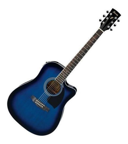 Guitarra acústica Ibanez PF15ECE para diestros transparent blue sunburst high gloss brillante