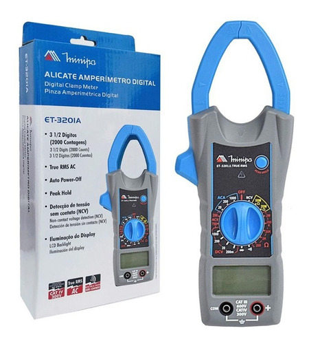 Imagem 2 de 8 de Alicate Amperímetro Digital Cat Iv 300v - Et-3201 Minipa