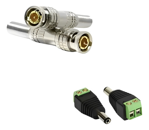 Kit 10 Conector Bnc Gold Mola + 5 P4 Macho Com Borne Bp27