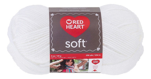 Estambre Acrílico Suave Liso Soft Yarn Red Heart Coats Color White 4600