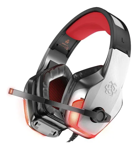 Auriculares gamer Hunterspider Gamer V4 rojo con luz LED