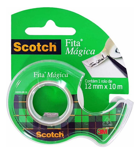 Fita Mágica Scotch 12mm X 10m Com Disp 3m