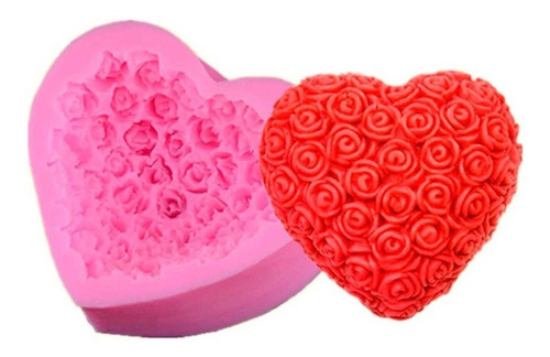 Molde Silicon Rosas Corazon 3d - Jabon Chocolate Velas