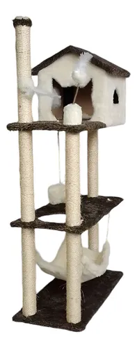 Casa Para Gatos Arranhador Torre Plataformas Com Brinquedos Cor C...