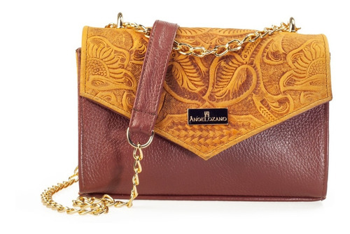 Imagen 1 de 7 de Bolsa Tipo Crossbody De Piel Con Grabado Tipo Cincelado Moda