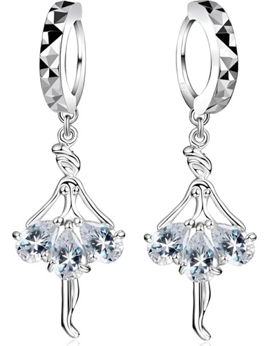 Aros Plata 925 Pendientes Bailarina Regalo Elegantes Mujer