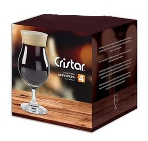 Imagen 3 de 4 de Copa Para Cerveza 442 Ml Estilo Praga 8 Pzas Marca Cristar