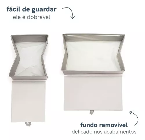 Organizador de Gaveta Dobrável Cinza 6 Divisórias 24x34x9cm Oikos