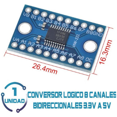 Conversor Nivel Logico 8 Canales 5v A 3.3v Txs0108 Bidirecci