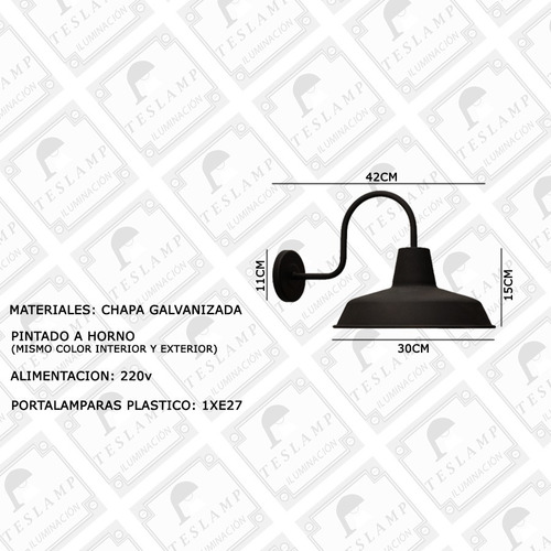 Imagen 2 de 8 de Pack X2 Lampara Aplique Pared Vintage Galponero Bajo Consumo