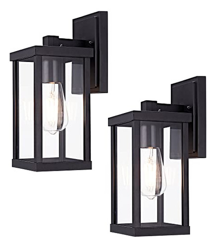 Outdoor Wall Lantern, 2 Pack Exterior Black Wall Sconce...