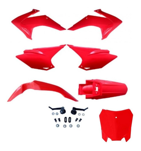 Kit Plástico Crf230 2015 16 17 Vermelho Full + Plate Frontal