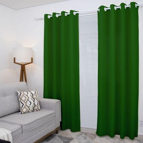 Cortina Oxford De Sala/quarto 300x270 Para Varão - Cor Verde-bandeira