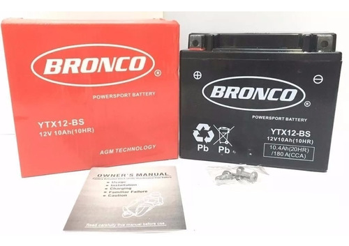 Bateria Bronco Ytx12-bs  Gel Libre Mantenimiento 12v 10ah