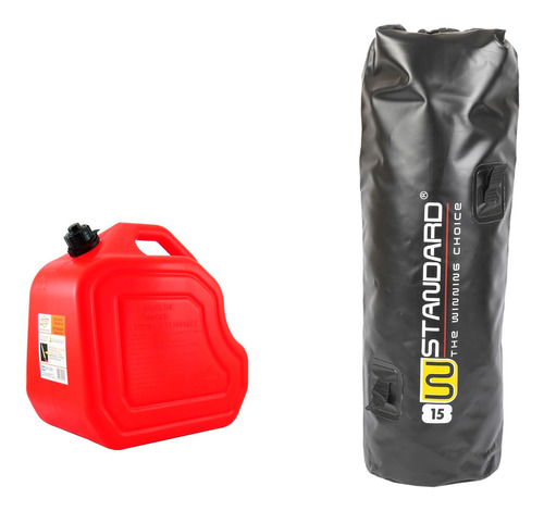 Kit Bolso Negro 15l + Bidon Rojo 25l