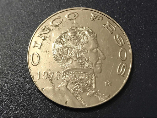 5 Pesos Vicente Guerrero 1978 Canto De Cabeza Escasa