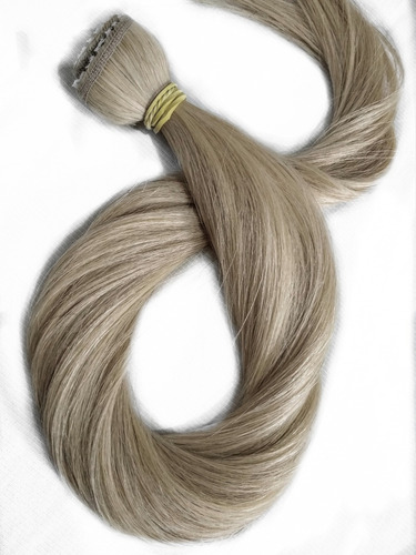 Cabelo Humano Loiro Liso Tecido Tela 60cm 50g Mega Hair