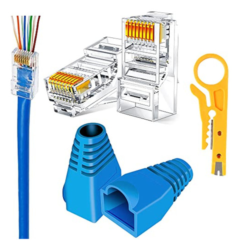Conector Rj45 Cat6 Pass Through Ethernet Cat6 Ends Para