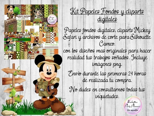 Mickey Safari Papeles Fondos Y Cliparts  Kit Imprimible