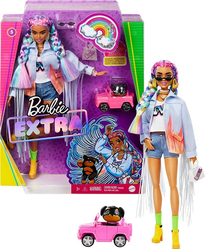 Barbie Extra Negra 2021 Arco Iris Lançamento Articulada