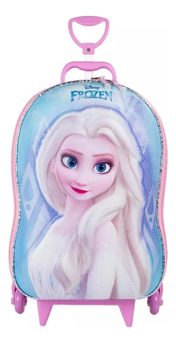 Mochila Escolar Rodinhas 3d Elsa Frozen Infantil Menina
