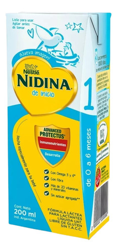 Leche Infantil Liquida Nidina 1 200ml X24un