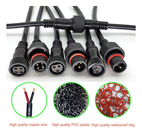 Conectores Impermeables Yetor 2 Pines, 16awg Macho Hembra