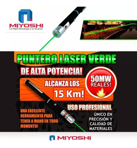 Puntero Laser Verde Potente Alcance 15 Km Reales Se Ve Haz !