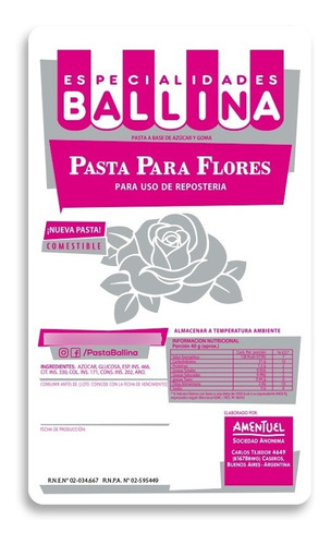 Pasta Ballina Para Flores 500grs