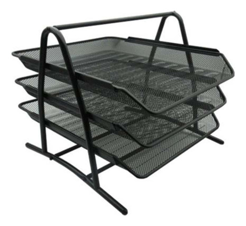 Charola Oficio 3 Niveles Nextep Malla Mesh Color Negro