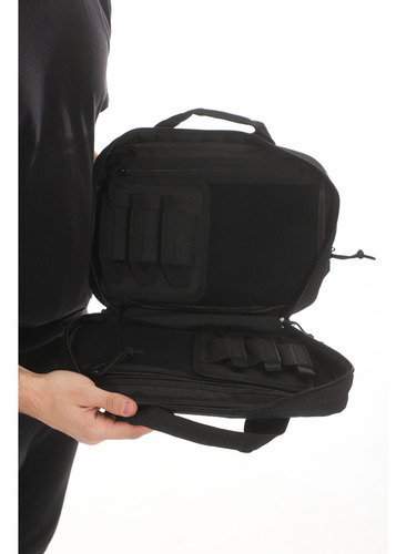Bolso Táctico Reforzado Porta Pistolas Con Organizador Color Negro