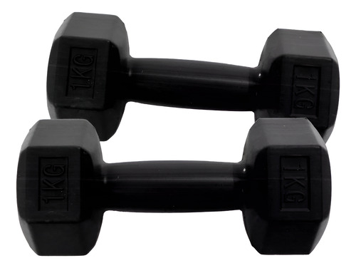 Kit 2 Mancuernas Hexagonales Pesa 1 Kg Cada Una Gimnasia Gmp Color Negro