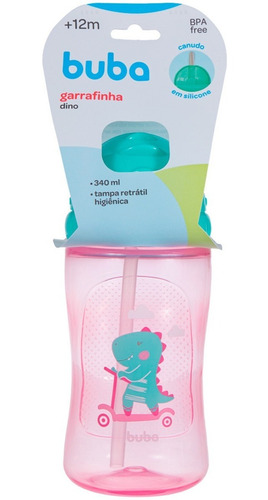 Garrafa Copo Infantil Buba Com Canudo Silicone 340ml
