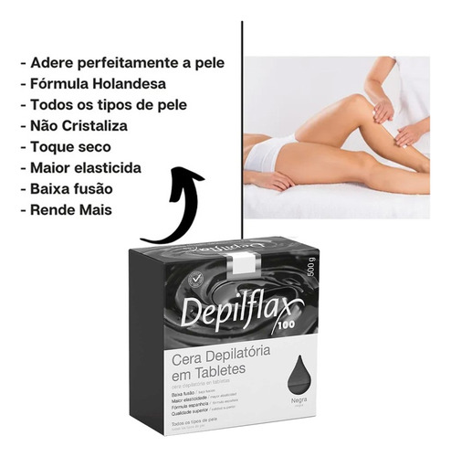 Kit 6 Ceras Negra Depilação Tablete Quente Depilflax 500g