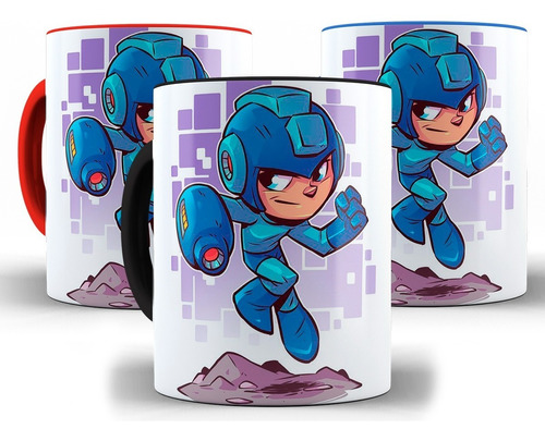 Caneca Mega-man Retro Cerâmica Alça Preta Xícara + Caixa