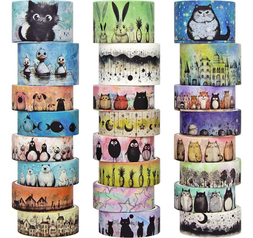 Juego De Cintas Washi Lindas, 24 Rollos De Cintas Washi...