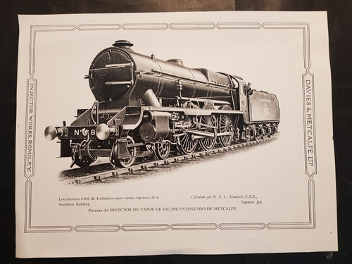 Imagen 5 de 5 de Ferrocarril Antiguo Locomotora 10 Fotos. 1 Lamina. 51607.