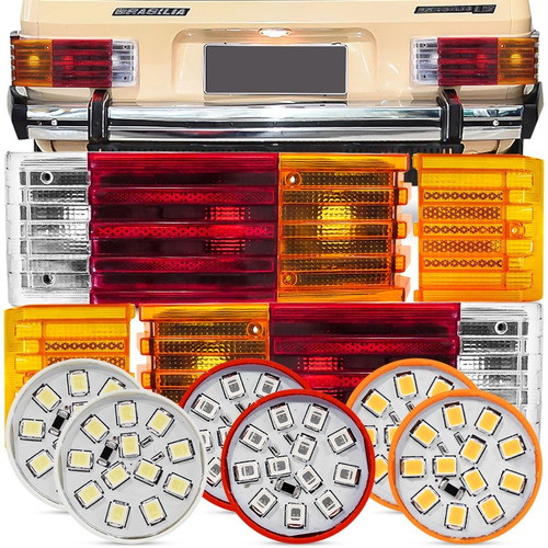 Kit Lanterna Traseira Brasilia 1978 A 81 + Jogo Lampada Led