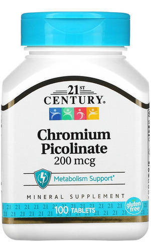 Picolinato De Cromo 100 Tabs 200mcg Importado 21st Century