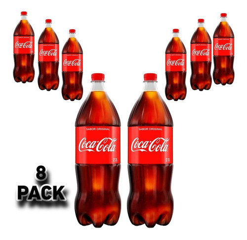 Paquete De 8 Refrescos Coca Cola De 2 Litros Pet Nr