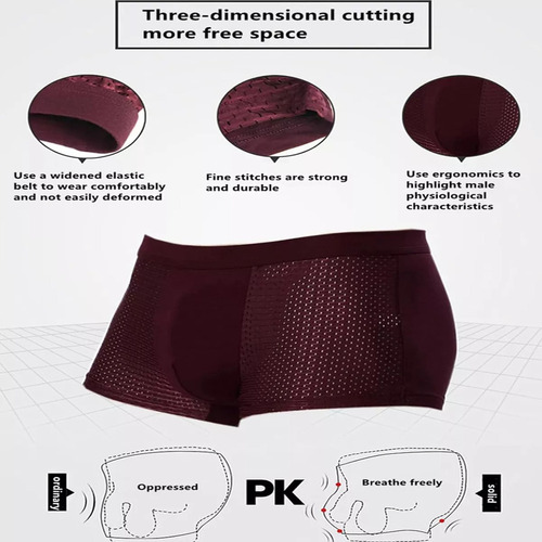 . Boxer Tejido De Seda De Hielo Para Hombre 4 Piezas