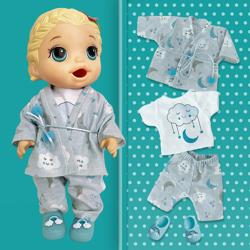 Kit Pijaminha Com Roupão Veste Baby Alive E Little Mommy