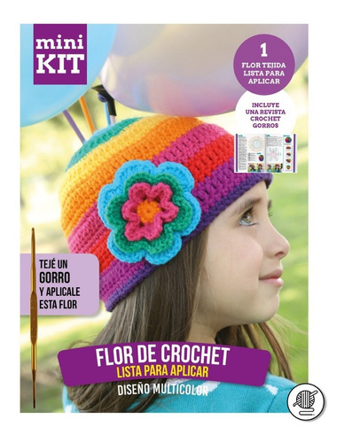 Kit Flor Lista Para Decorar Gorro Crochet Evia + Lanas Color