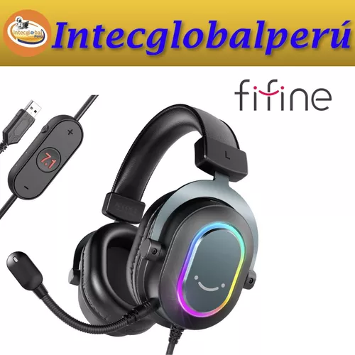 FIFINE AmplGame H6 - Auriculares para juegos con cable de PC con micrófono,  sonido envolvente 7.1, auriculares USB para computadora portátil