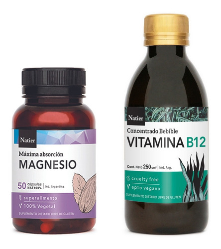 Cápsulas Magnesio X 50 Y Vitamina B12 Bebible X 250cc S/tacc