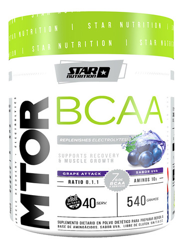 Mtor Bcaa 540 Gr Formula Mejorada Star Nutrition Sabor Grape attack